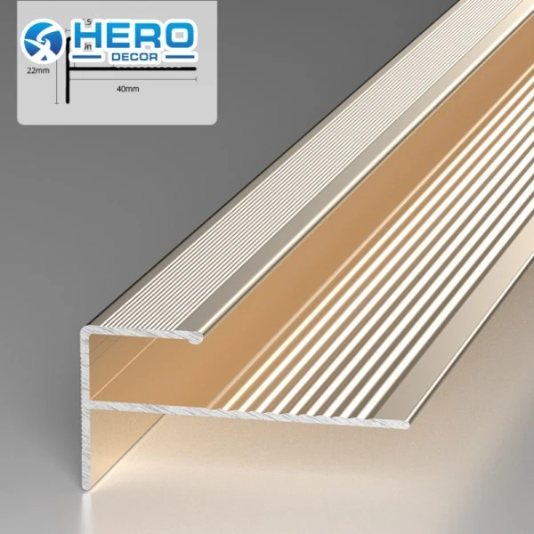 Aluminum F-shaped Anti Slip Stair Nosing Trim