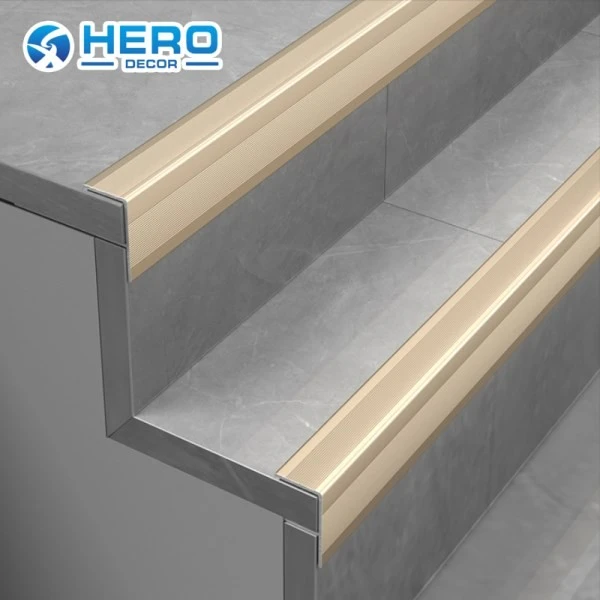 Aluminum F-shaped Anti Slip Stair Nosing Trim