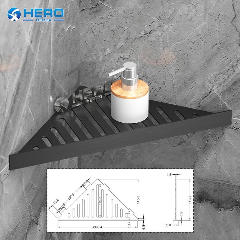 HERO-01-Stainless Steel Corner Shower Shelf-Black HERO-01-Stainless Steel Corner Shower Shelf-Black